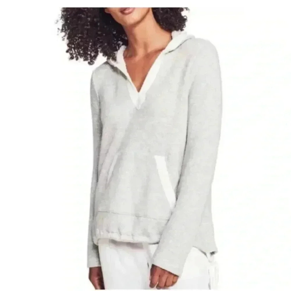 Women FAHERTY BRAND light Gray Hoodie Kiki Poncho L/s Sweater Sz Small EUC